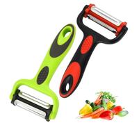 2pcs 3 en 1 Econome a Julienne eplucheur à julienne,éplucheur à fruits et légumes,Eplucheur Légumes avec poignée antidérapante.est Idéal pour peler les pommes de terre,les carottes et divers fruits