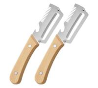 2Pcs 3-in-1 Stainless Steel Peeler, Serrated Scallion Slicer, Multi-functional Kitchen Peeling Tool, Fruit & Vegetable Peeler For Potato, Carrot, Pumpkin, Papaya And Sugarcane