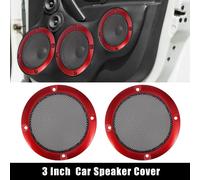 2pcs 3" Rouge Voiture Audio Haut-parleur Couverture Maille Subwoofer Grille Klaxon Protection