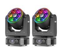 2PCS 300W RGBW Wash Lyre LED, 7 LED avec Bande Lumineuse Rotative à 540°/250°/360° d-mx512 (58CH) Activé par le Son Zoom 4,5°-45° pour Scène Fête Mariage Discothèque DJ