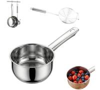 2PCS 304 Stainless Steel Soup Ladle 16cm、Extra-Deep Large-Capacity Ladle with Strainer and filter、Rustproof、Heat Resistance、Dishwasher Safe, For Soup, Stew, Broth&Sauce (primary color,16CM)