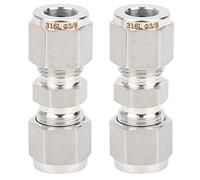 2Pcs 316 En Acier Inoxydable Raccord de Compression Droite Double Virole Tube Adaptateur Haute Pression Aucun Connecteur De Tuyau De Soudage pour Gaz Liquide Pipeline Systèmes (F3 / 8)