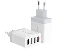2pcs 33W Prise USB Multiple 4 Ports Prise Chargeur Rapide Multiprise Adaptateur Secteur, Chargeur Multi USB A pour Téléphone