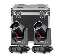 2PCS 380W Lyre LED avec flight case DJ Lumière RGBW Jeux de Lumière DMX 14 Gobos 15 Couleurs Luminaires à tête rotative pour scène Fête Club Bar Disco Éclairage Soirées
