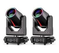 2PCS 380W Lyre LED DJ Lumière RGBW Jeux de Lumière DMX 14 Gobos 15 Couleurs Luminaires à tête rotative pour scène Fête Club Bar Disco Éclairage Soirées