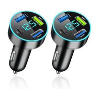 2PCS 4 Ports Allume Cigare USB C, Chargeur Voiture USB C Allume Cigare avec Charge Rapide Et Voltmètre, Chargeur USB Pd Voiture pour Alimentation Stable Et Utilisation Quotidienne en Conduite
