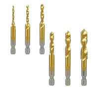 2PCS 4341C M5 M6 HSS Titanium Plated Hex Shank Drill Bits Screw Thread Metric Tap Machine Compound Hand Tools