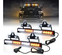 2pcs 43cm 32 LED rampe gyrophare led 12V/24V Stroboscopique Lumière clignotants LED feux d'avertissement orange + blanc feux d'avertissement de sécurité pour Voiture véhicules Camion