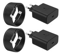 2PCS 45W USB C Chargeur avec 2M Câble pour iPhone 17/16/15série,Samsung Galaxy S25,S24 Ultra,S25+,S23+,S22+,S22,S21,S20 FE(noir)