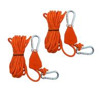 2Pcs 4M Corde de Tente Réfléchissante avec Tendeur de Corde et Crochet, 4mm Cordes à Cliquet, Corde De Camping Légère, Paracorde Corde pour Camping, Auvent, Tente, Randonnée Extérieur (Orange, 4)