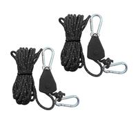 2Pcs 4M Corde de Tente Réfléchissante avec Tendeur de Corde et Crochet, 4mm Cordes à Cliquet, Corde De Camping Légère, Paracorde Corde pour Camping, Auvent, Tente, Randonnée Extérieur (Noir, 4)