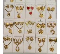 2pcs/4pcs/8pcs Ensemble de bijoux en acier inoxydable, avec des motifs géométriques de cœur et de fleurs, inspiré du style moyen-oriental de Dubaï, dégageant une vitalité moderne. Convient comme cadea
