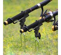 2pcs/4pcs Fishing Rod Holder Stainless Steel Adjustable 360° Adjustable Portable Fishing Stand For Edge Fishing Beach Fishing River Fishing - Black