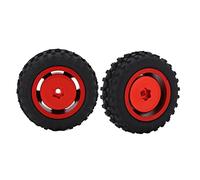 2PCS 50 mm Pneus en caoutchouc haute performance avec jantes de roue en alliage en aluminium pour les pièces de mise à niveau Axial SCX24 1/24 RC Crawler (Rouge)