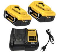 2pcs 5000mAh Remplacement pour Dewalt 18V Batterie + 1pc 10,8~20V 3A DCB107 pour Dewalt Chargeur de Batterie avec indicateur LED