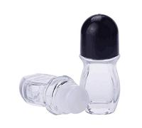 2pcs 50ml 1.7oz vide bouteille de désodorisant Roll-on en verre clair rechargeable avec porte-bouteille en plastique contenant de flacon de récipient de cosmétique pour le parfum dhuile essentielle