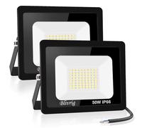 2PCS 50W Spot LED Extérieur Blanc Chaud 3000K, Blivrig 5000LM Projecteur LED Exterieur IP66 Imperméable, Eclairage LED, pour Terrasse, Patio, Chemins, Stades, Usines, Parking, Garage, Jardi