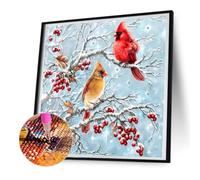 2pcs 5d bricolage complet rond de forage de diamant cardinal sur le kit de branche décor30x30cm