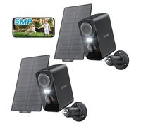 2PCS 5MP Caméra Surveillance WiFi Exterieure sans Fil Solaire, Vision Nocturne, AI & PIR Détection Mouvement, Audio Bidirectionnel