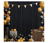 2pcs 5x8/10ft Wrinkle White Satin Backdrop Curtains for Wedding Birthday Parties Photography Background Decor Mariage fête Fond Rideau(2 Panels Black,150x300cm(5x10FT))