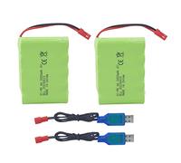 2PCS 6.0V 2800mah AA Li-Batterie Rechargeable Prise JST-2P & Ligne de Chargement USB pour Le Nouveau Huina 540 Dump 520 Bulldozer RC et 510 Excavator 540 Camion d'in Jouet Voiture RC