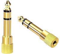 2pcs 6.35 3.5 Pure Copper 24K Gold Plated Big Jack Small Jack Adapter,Mini Jack to Jack Adapter,6.35mm Male to 3.5mm Female Stereo Jack Plug Headphone Piano