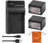 2Pcs 7.4V 2600mAh Li-ION NP-FV70 Batterie + Chargeur pour Sony Sony NP-FV70/NP-FV70A/DCR-SR88/SR15/SX21/SX44/SX45/SX63/SX65/SX83/SX85,FDR-AX100,HDR-CX150/CX155/CX160/CX190