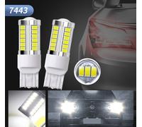 2pcs 7443-33smd-57330 Lampe d'intérieur LED pour voiture Feu de freinage Clignotant Ampoule de lecture intérieure Lumière blanche