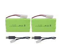 2PCS 9.6V 2800mah AA Batteries Rechargeables avec Prise Tamiya &Ligne de Chargement USB pour Voitures-Jouets Camions Chars Véhicules d'ingénierie Bateaux RC
