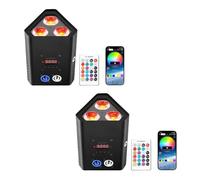 2PCS 96W Batterie LED Par Lumière, RGBW + UV 6 en 1 Projecteur de Scène Rechargeable, Lumière de Fête Disco avec Télécommande /2,4 GHz Sans Fil/APP, Adapté aux Acènes Festivals Fêtes Club
