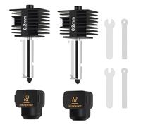 2Pcs A1 Mini High Temp Hotend 0,2mm avec Groove et Clés de Serrage Buse en Acier Trempé+Bloc Chauffant en Laiton Chromé+Chaussette en Silicone Compatible with Bambu Lab A1&A1 MiniI Imprimantes 3D