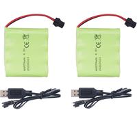 2Pcs Aa 4.8V 800Mah Rechargeable Prise Sm2P De Batterie De Voiture Jouet Rc Rc Camion Cascadeur Voiture Pelle Jouet Voiture Batterie Et Accessoires 2Pcs Câble De Charge Usb