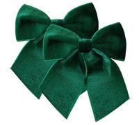 2pcs Acages de Noël, 10 Pouces de Velours élégant préformés Ornements d'arbres Noël pour Arbre, Couronne, Guirlande, Butin, escalier, cheminée, Atrovirens |.Rubans