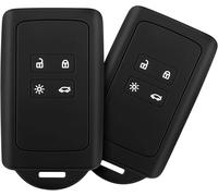 2pcs Accessoire Clé De Voiture Compatible Avec Smart Key 4-Bouton,Coque En Silicone Souple Avec Embout Porte-Clé-Pour Clio/Espace 5/Master Bus/Talisman/Megane Usw (Noir+Noir)