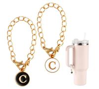 2pcs Accessoires de Pendentif Lettre pour Stanley Tasse, Poignée de Lettre Initiale Nom Personnalisé Chaîne Pendentif Alphabet pour Stanley Gobelet (Lettre C)