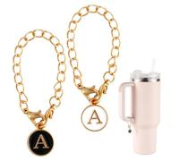 2pcs Accessoires de Pendentif Lettre pour Stanley Tasse, Poignée de Lettre Initiale Nom Personnalisé Chaîne Pendentif Alphabet pour Stanley Gobelet (Lettre A)