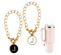 2pcs Accessoires de Pendentif Lettre pour Stanley Tasse, Poignée de Lettre Initiale Nom Personnalisé Chaîne Pendentif Alphabet pour Stanley Gobelet (Lettre J)