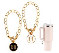 2pcs Accessoires de Pendentif Lettre pour Stanley Tasse, Poignée de Lettre Initiale Nom Personnalisé Chaîne Pendentif Alphabet pour Stanley Gobelet (Lettre H)