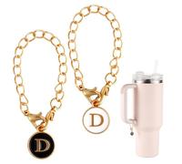 2pcs Accessoires de Pendentif Lettre pour Stanley Tasse, Poignée de Lettre Initiale Nom Personnalisé Chaîne Pendentif Alphabet pour Stanley Gobelet (Lettre D)