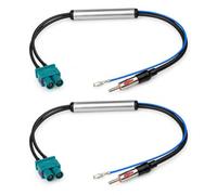 2PCS Adaptater Antenne Autoradio Double Fakra Z vers Din, Câble Convertisseur Antenne Voiture avec Amplificateur 12V, Connecteur pour GPS Stéréo, Amélioration Signal FM AM Dab