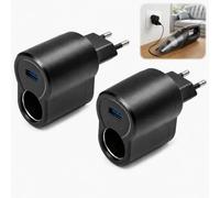 2Pcs Adaptateur Allume Cigare Prise Secteur avec USB