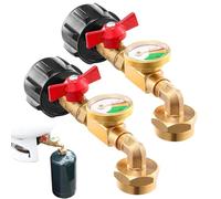 2pcs Adaptateur de Recharge de Propane Universel avec manomètre et soupape/Hors la soupape - pour Le Camping, Barbecue, Gril à gaz