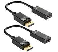 2PCS Adaptateur Displayport vers HDMI, 20cm 4k, Pour Connexion Écran Et Ordinateur, Dp Vers Hdmi Unidirectionnel Avec Audio, Cable Displayport Vers Hdmi Pour Bureau Travail Et Usage Multimédia