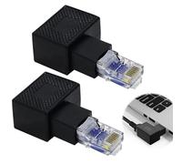 2PCS Adaptateurs Ethernet à 90 Degrés, Connecteurs RJ45 Mâle vers Femelle, Angle Droit et Gauche, pour Connexion Réseau Patch, Compatible pour Switch, Modem, Routeur, PC, Imprimante Réseau - Blindage
