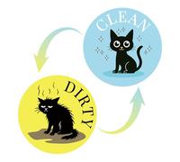 2pcs Aimants Lave-Vaisselle Drôles Propre Sale, Aimant Réversible Chat Double Face pour Lave-Vaisselle Cuisine Réfrigérateur Décoration Maison