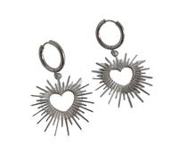 2pcs amour pendentif boucles d'oreilles pour les femmes avec épines percé Antique argent boucles d'oreilles personnalité tendance boucles d'oreilles