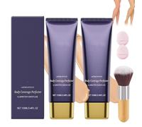 2Pcs Amplearctic All Over Complexion Coverup,Tattoo Cover up Makeup,Waterproof Long Lasting Transfer-Resistant Beauty Concealer with Brush,For Body Leg (Natural, size)