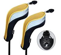 2pcs Andux couvre de tête du club de golf hybride noir et Jaune interchangeables NO.. tag MT/hy02
