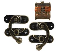 2pcs Antique Hook Hasp - Retro Vintage Trigger Latch Lock for Jewelry Boxes Toolbox Suitcases, Left and Right Hook Style Latches for Home Office DIY Crafts