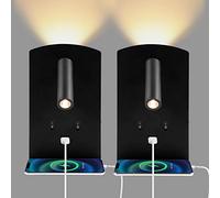 2PCS Applique Murale Interieur LED, Liseuse de Chevet avec interrupteur, port de charge USB, Rotation à 360°Liseuses Murales, 3000K Lampe de Lecture de Chevet Applique Murale pour Chambre, Salon(C)